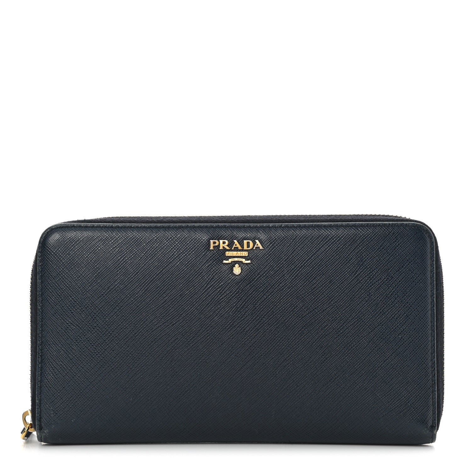 Prada Saffiano Metal Large Zip Around Travel Wallet Baltico 1 of 17