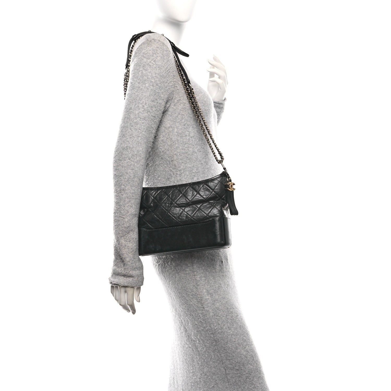 Chanel Aged Calfskin Quilted New Medium Gabrielle Hobo Black 2 of 10