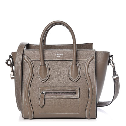 Celine Drummed Calfskin Nano Luggage Souris 1 of 10