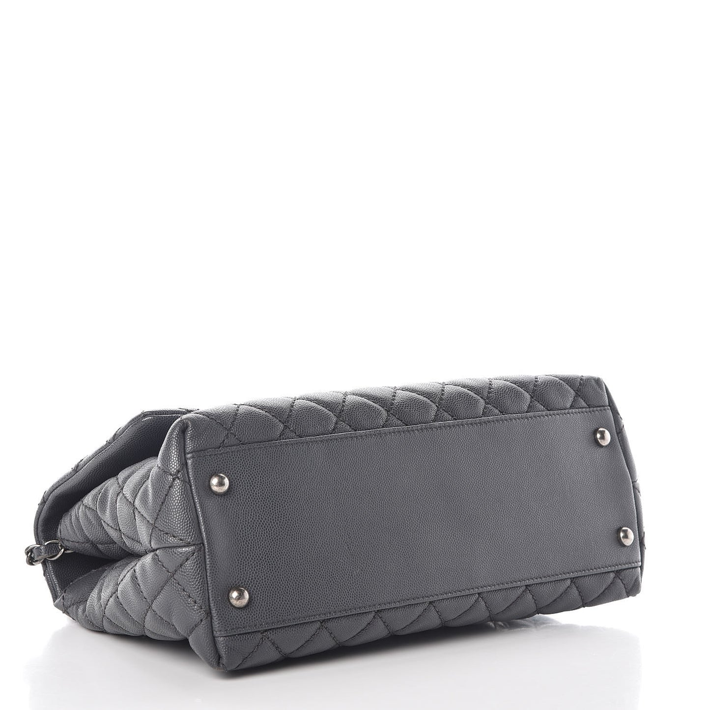Caviar Quilted Small Coco Handle Flap Gray