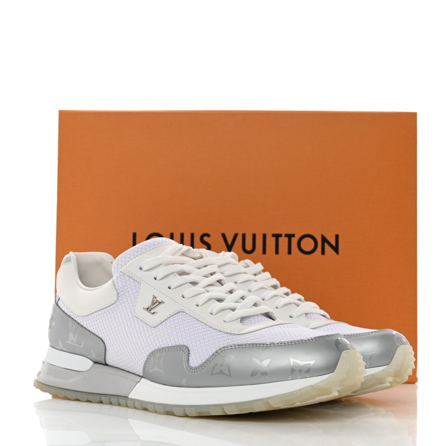 Technical Mesh Metallic Monogram Mens Run Away Sneakers 8 White
