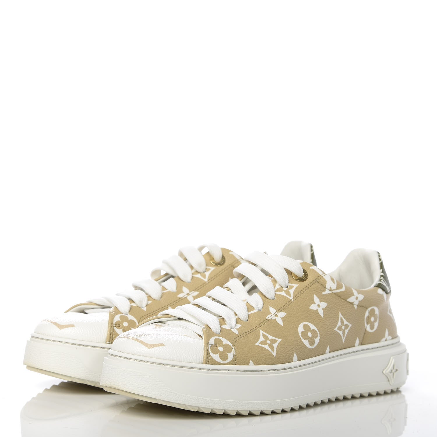 Louis Vuitton Monogram Giant Time Out Sneakers 41 Kaki White Beige 3 of 14