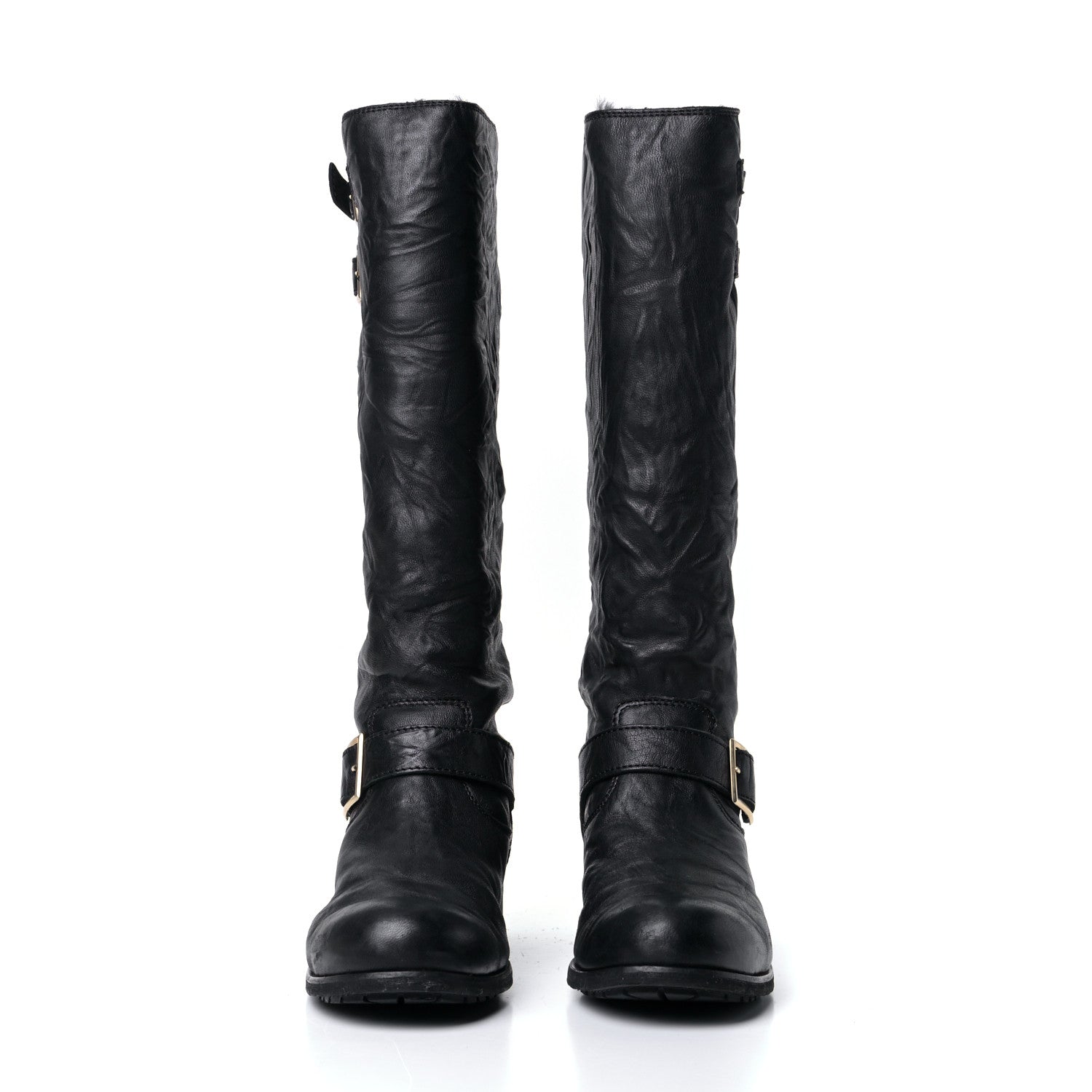 Jimmy Choo Lambskin Yule Knee High Biker Boots 41 Black 2 of 10