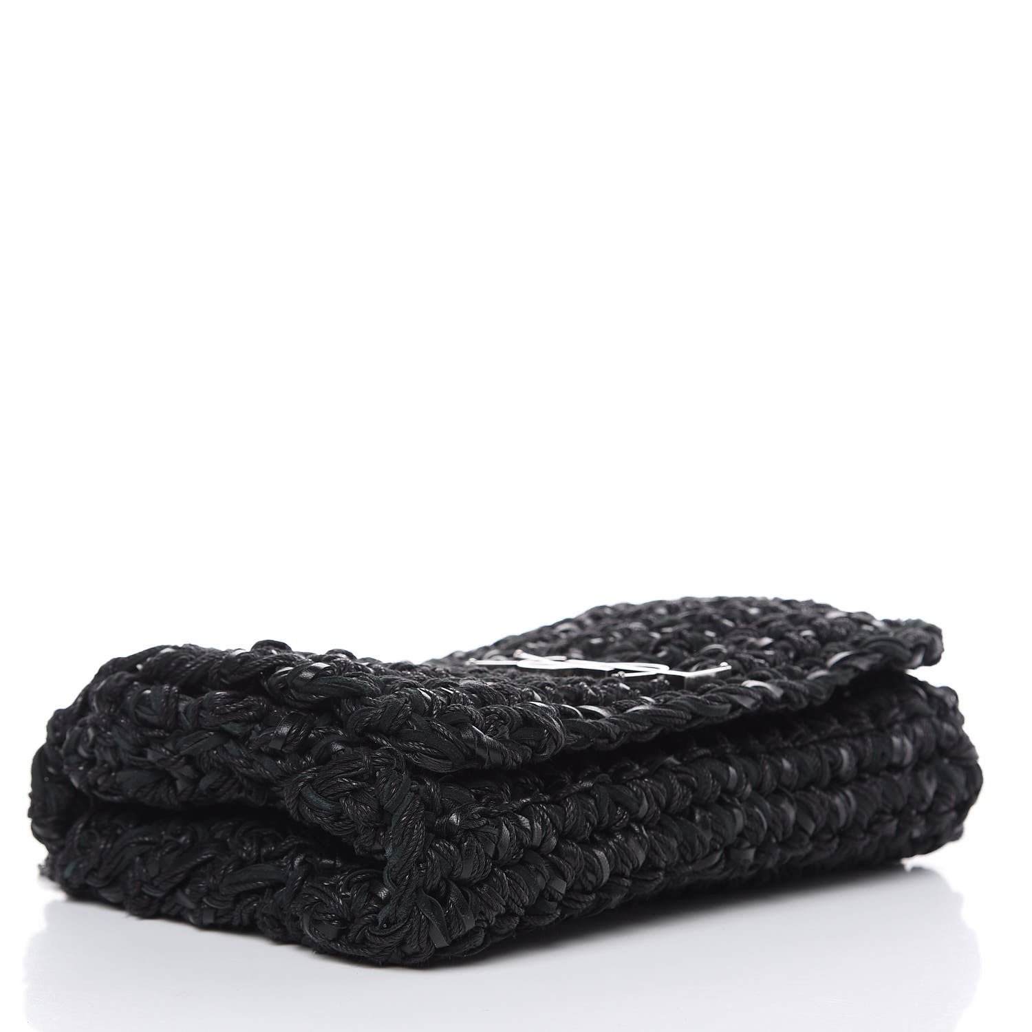 Saint Laurent Woven Calfskin Medium Monogram Kate Satchel Black 4 of 11