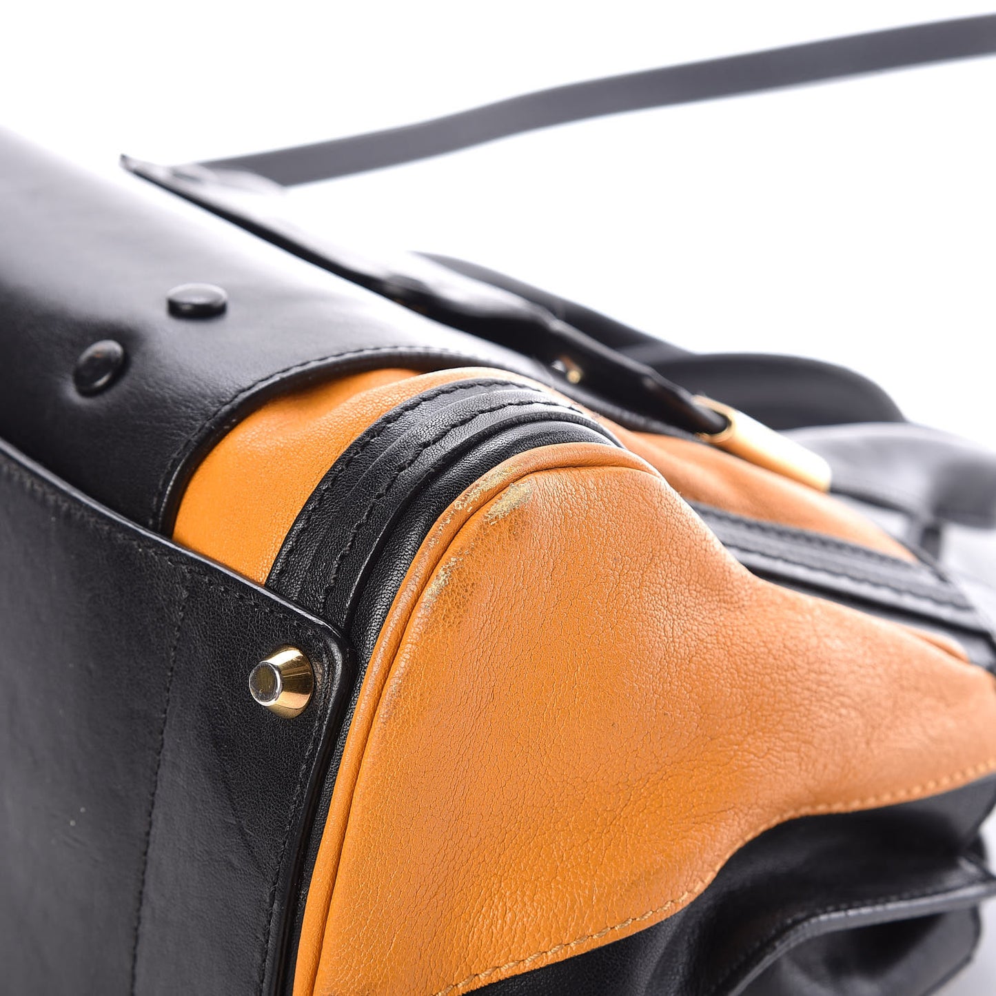 Calfskin Mini Alice Satchel Black Orange