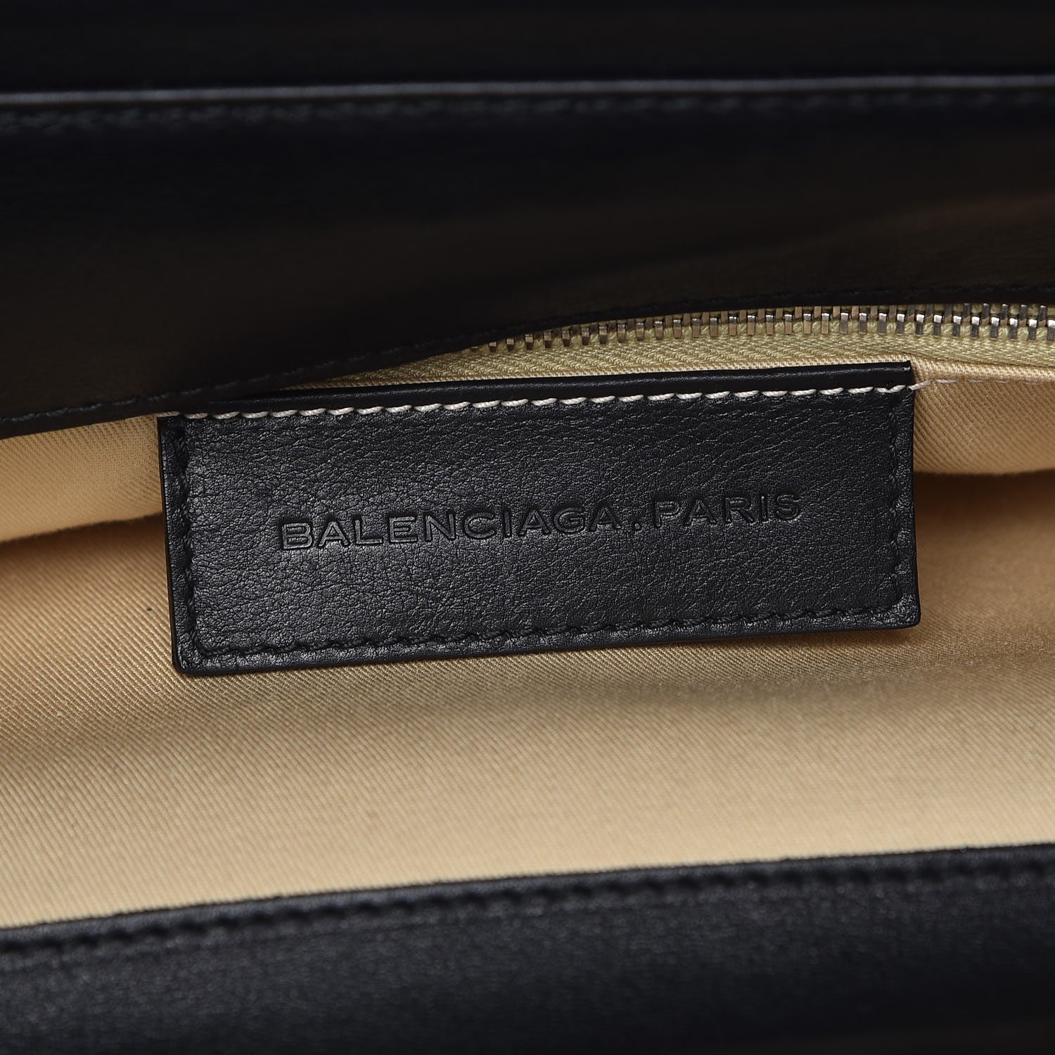 Balenciaga Calfskin Chain Lock Frame Satchel Beige Black 6 of 10