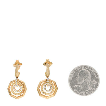 David Yurman 18K Yellow Gold Diamond 16mm Stax Drop Earrings 2 of 4