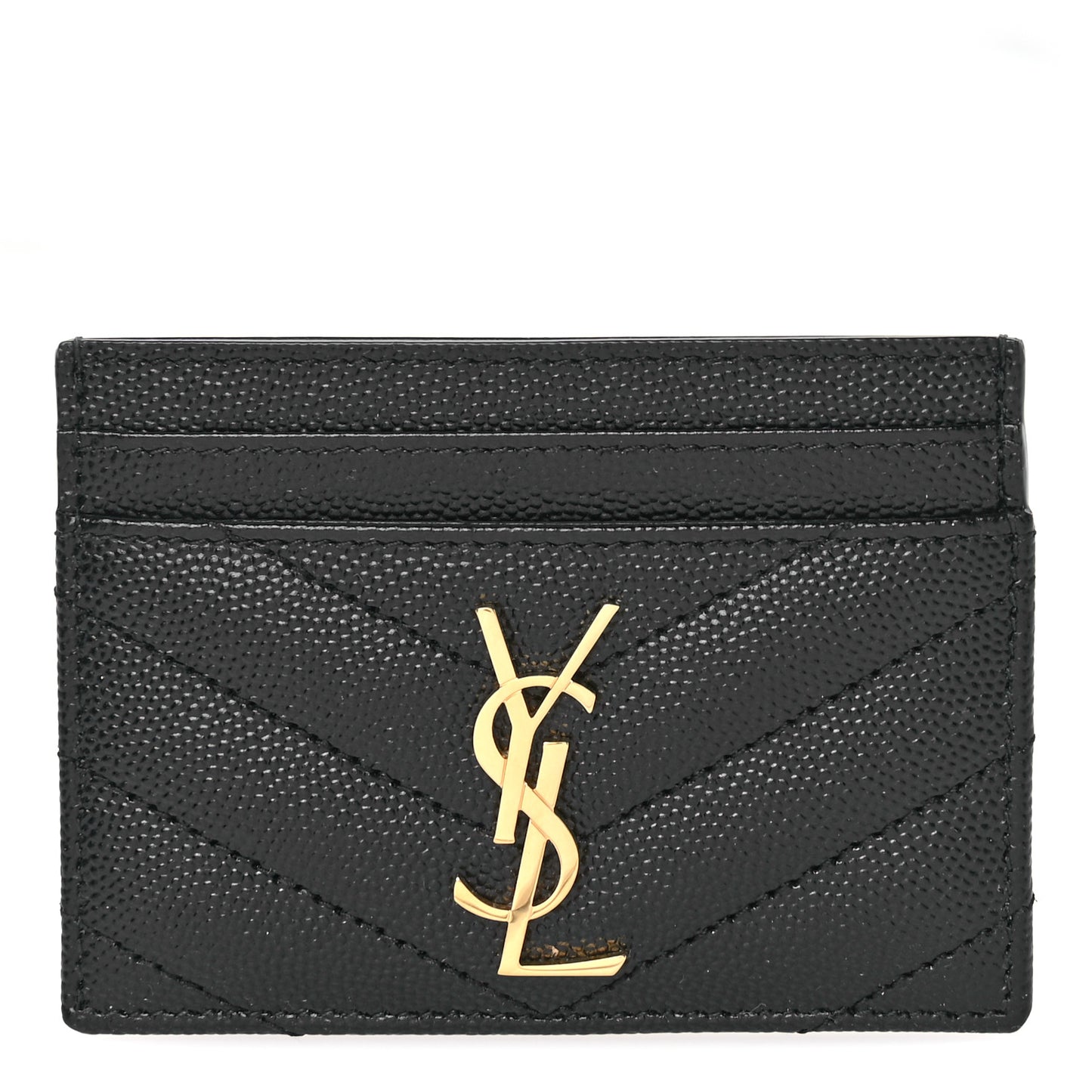 Grain De Poudre Matelasse Chevron Monogram Credit Card Case Black