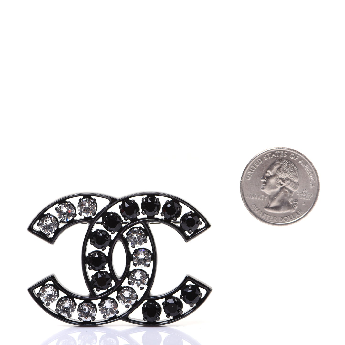 Crystal CC Brooch Black