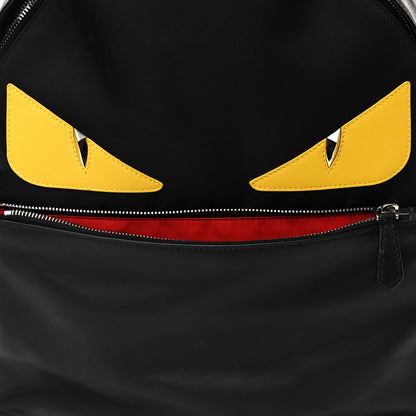 Fendi Nylon Vitello Liberty Vitello Dolce Monster Eyes Rounded Backpack Black Sunflower 9 of 13