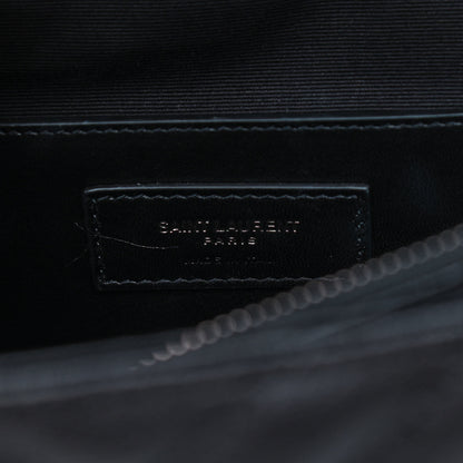 Saint Laurent Sheepskin Matelasse Chevron Monogram Large College Satchel Black 7 of 11