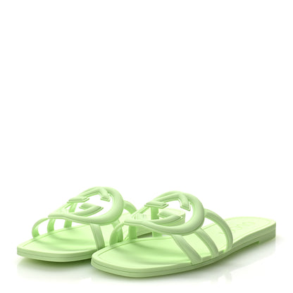Gucci Rubber Interlocking G Womens Slide Sandals 37 Oscar Water 4 of 10