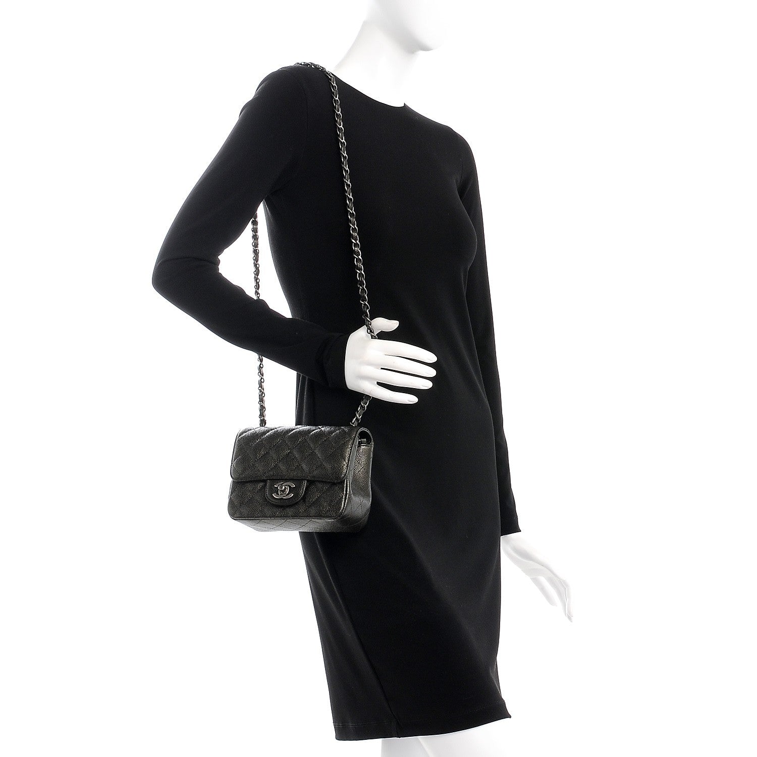 Chanel Caviar Quilted Mini Square Flap Dark Charcoal 2 of 7
