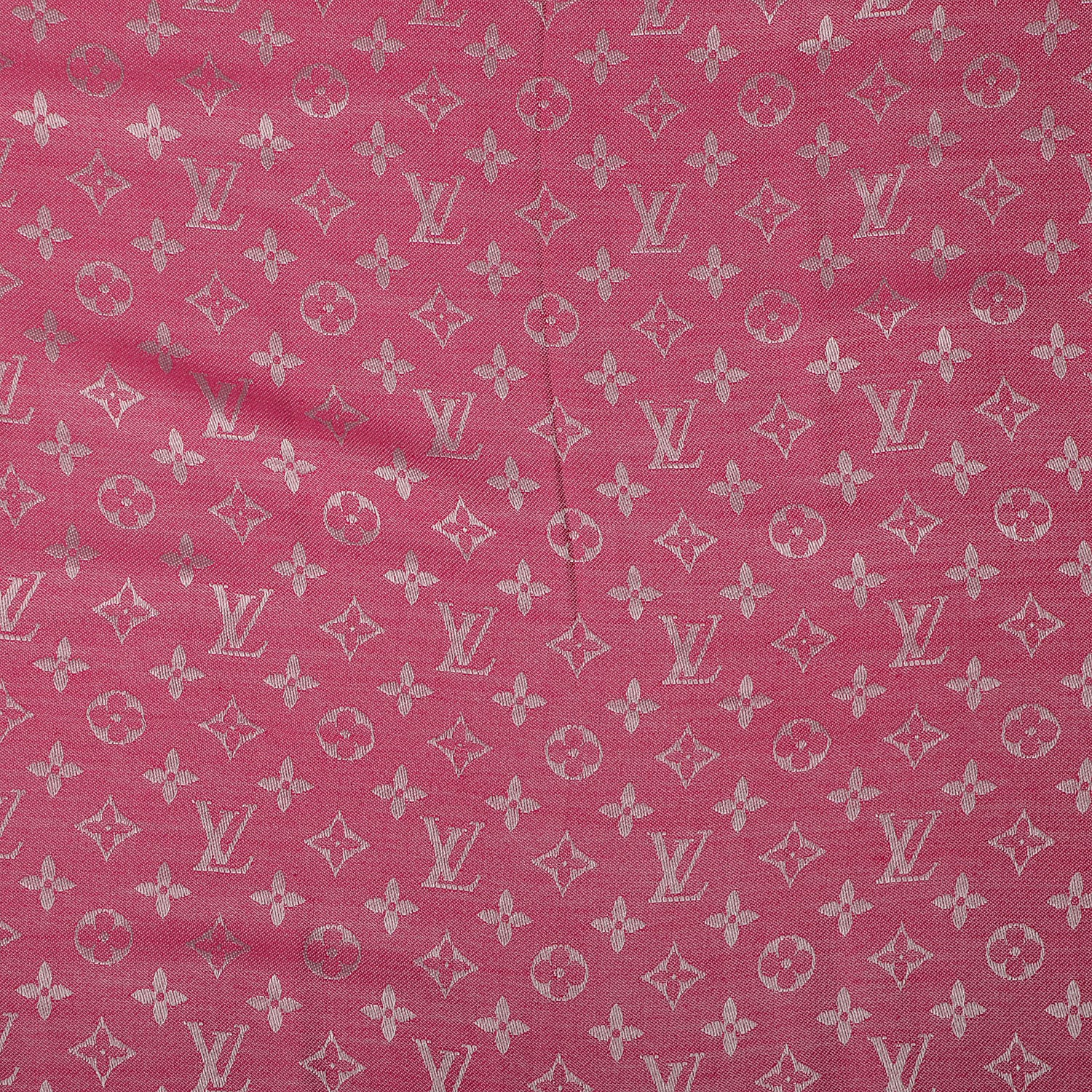 Louis Vuitton Silk Wool Monogram Denim Shawl Pivoine 4 of 5
