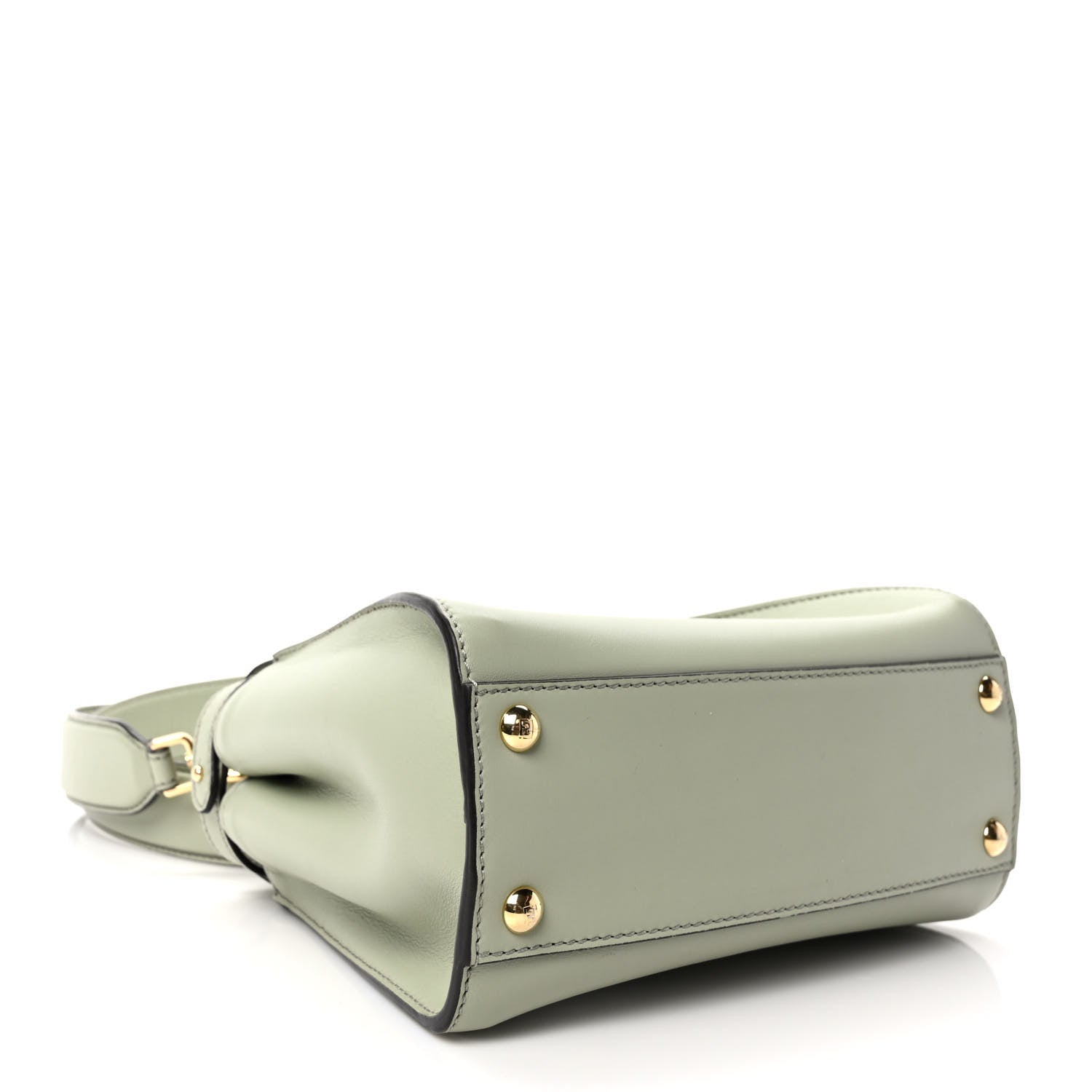 Fendi Vitello Seta Canvas FF Embroidered Mini Peekaboo Iconic Satchel Green Tea 4 of 8