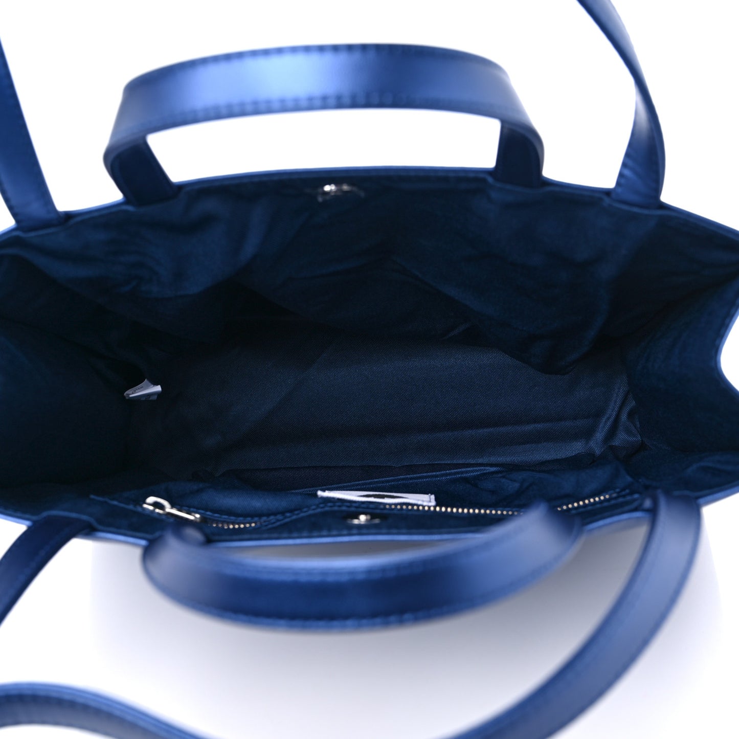 Metallic Vegan Leather Medium Shopping Bag Cobalt