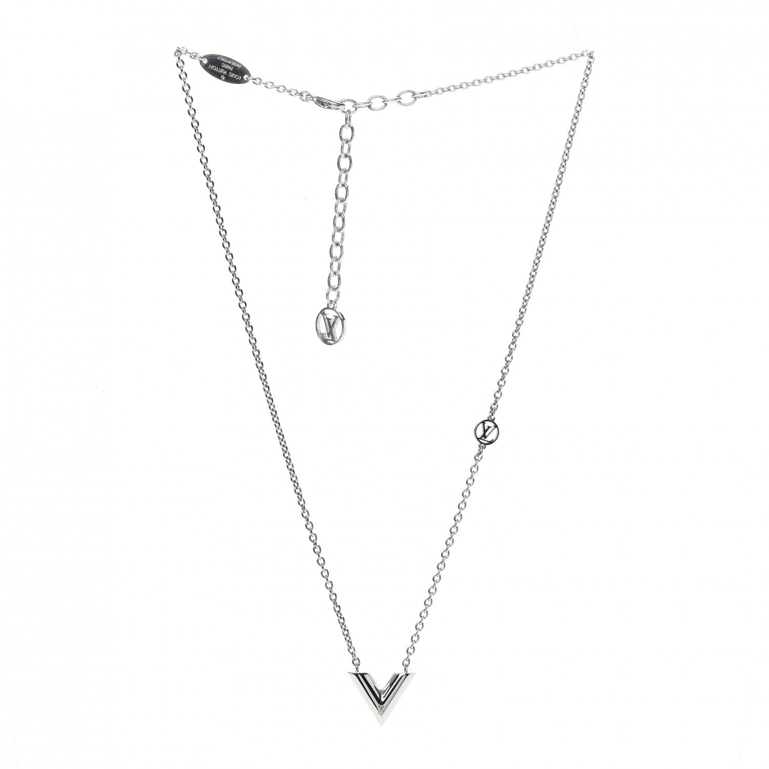 Louis Vuitton Metal Essential V Supple Necklace Silver 3 of 5