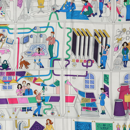 Hermes Silk La Maizeon des Carres Scarf 90 Fuchsia Blanc Multicolor 1 of 5