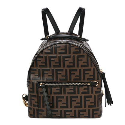 Fendi Vitello Bi-Color FF 1974 Embossed Mini Backpack Maya Black 1 of 9