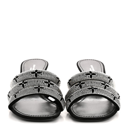 Louis Vuitton Monogram Crystal Velvet High Heel Mules 37 Black 3 of 10