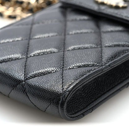 Chanel Caviar Quilted Crystal CC Airpods Pro and Phone Case With Chain Black 9 of 9