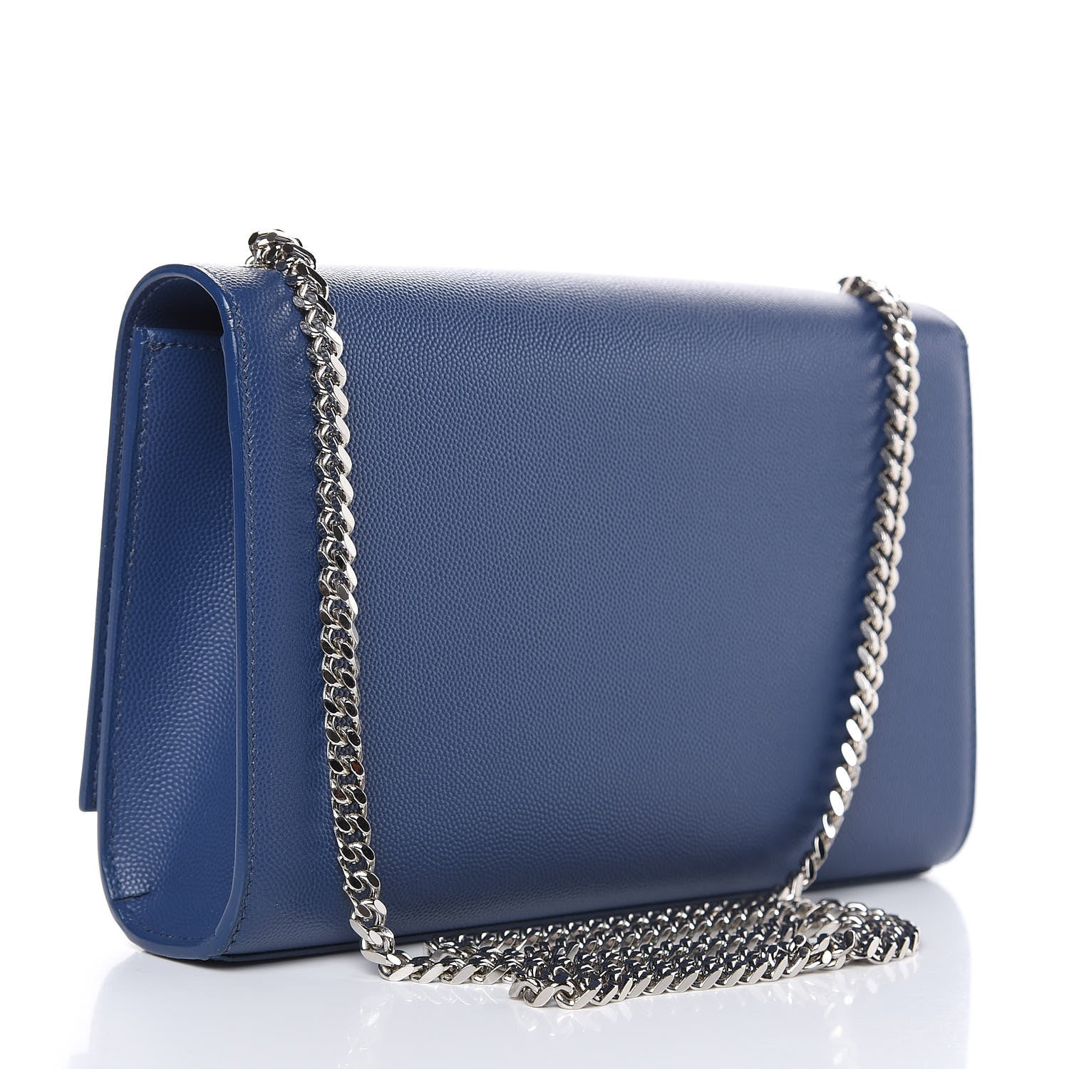 Saint Laurent Grain De Poudre Medium Classic Monogram Kate Satchel Denim Blue 3 of 9