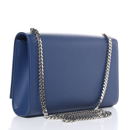 Saint Laurent Grain De Poudre Medium Classic Monogram Kate Satchel Denim Blue 3 of 9