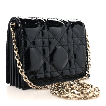 Christian Dior Patent Cannage Mini Pouch on Chain Black 3 of 11