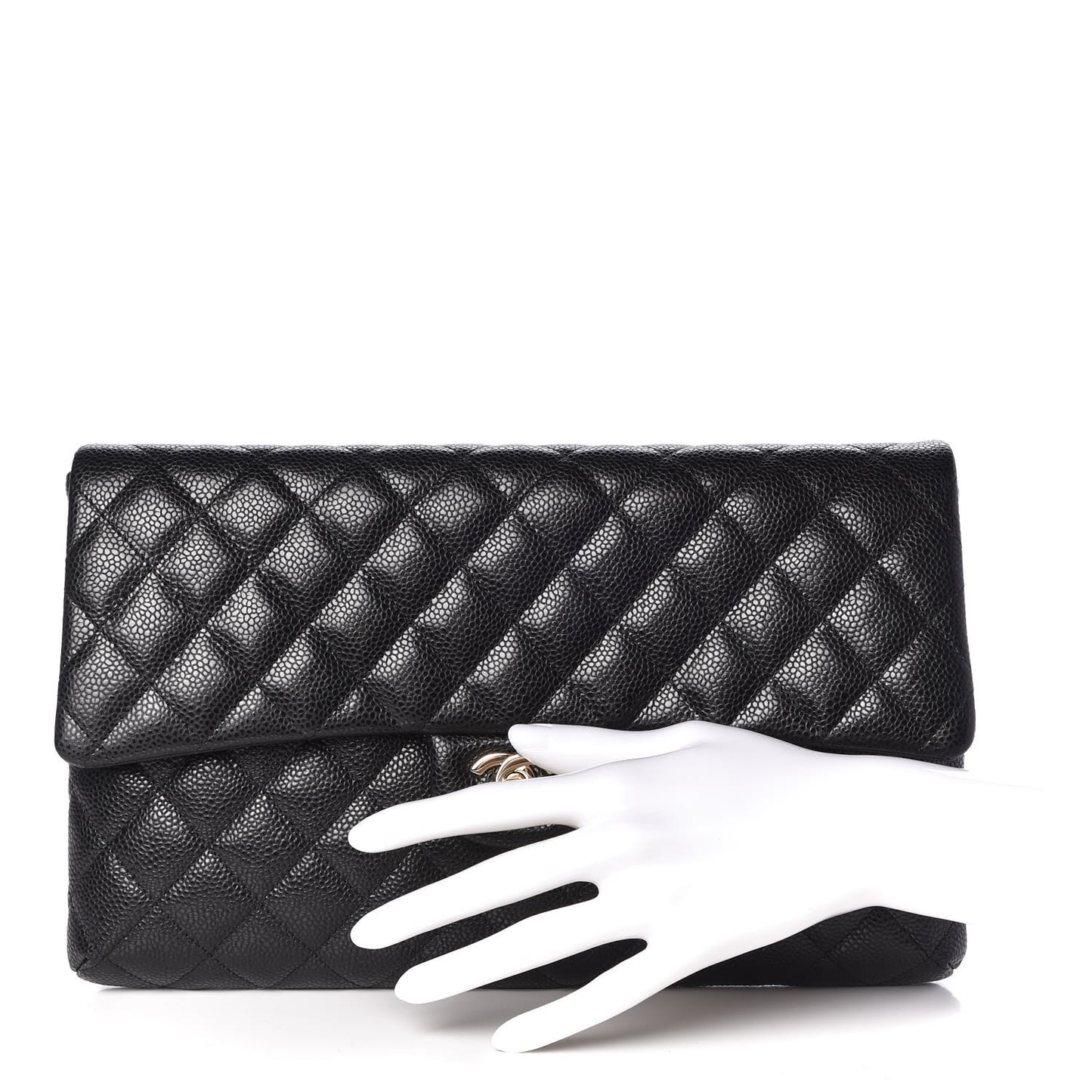 Caviar Quilted Flap Clutch Black