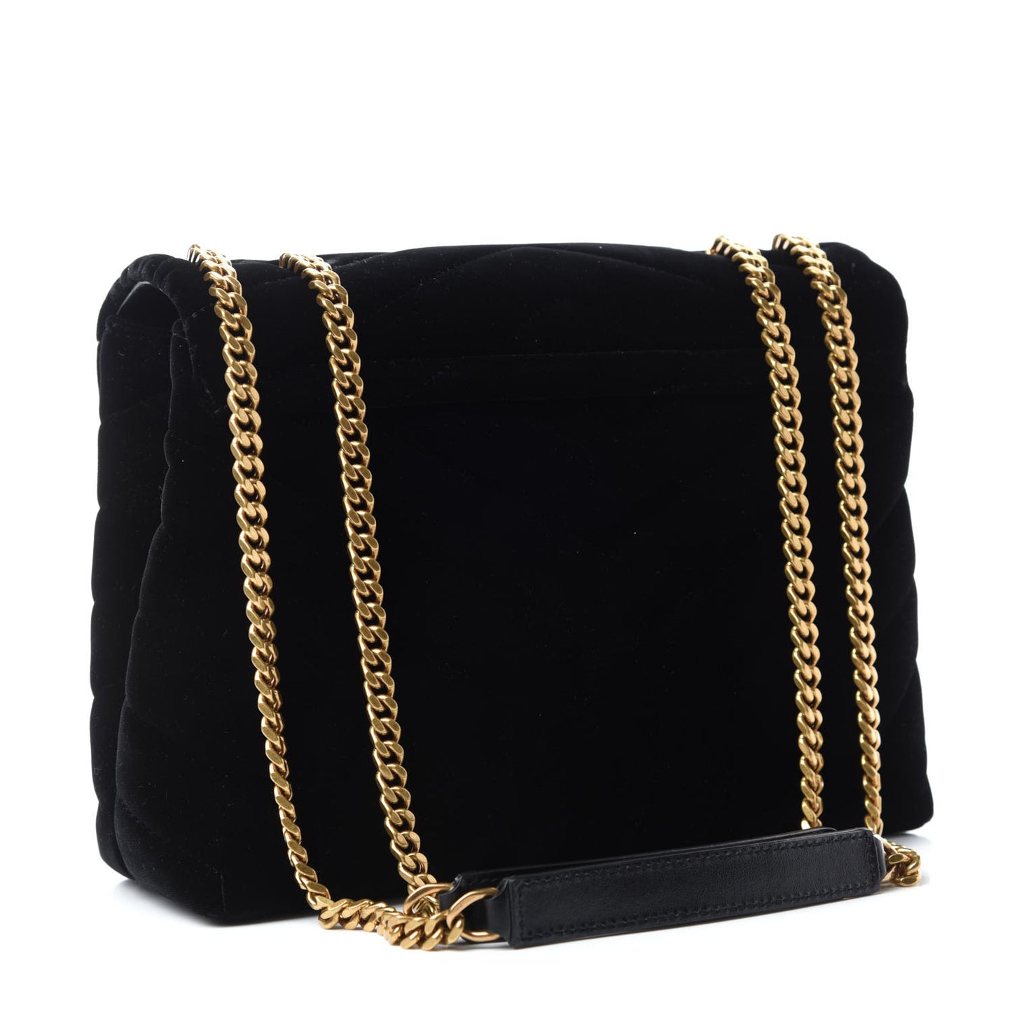 Velvet Y Quilted Monogram Small Loulou Chain Satchel Black