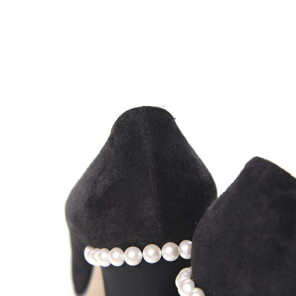 Chanel Suede Grosgrain Pearl CC Cap Toe Pump 37 Black 10 of 11