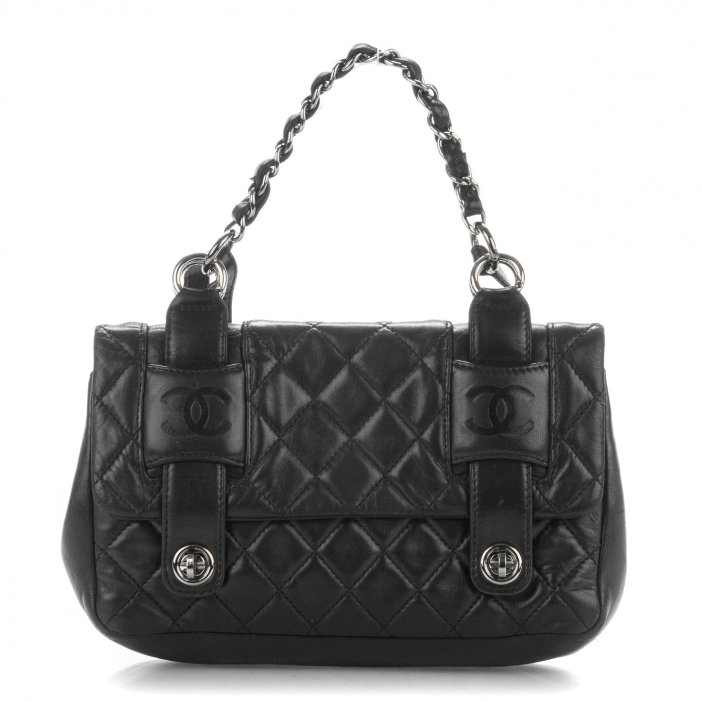 Lambskin Quilted Small Messenger Bag Black
