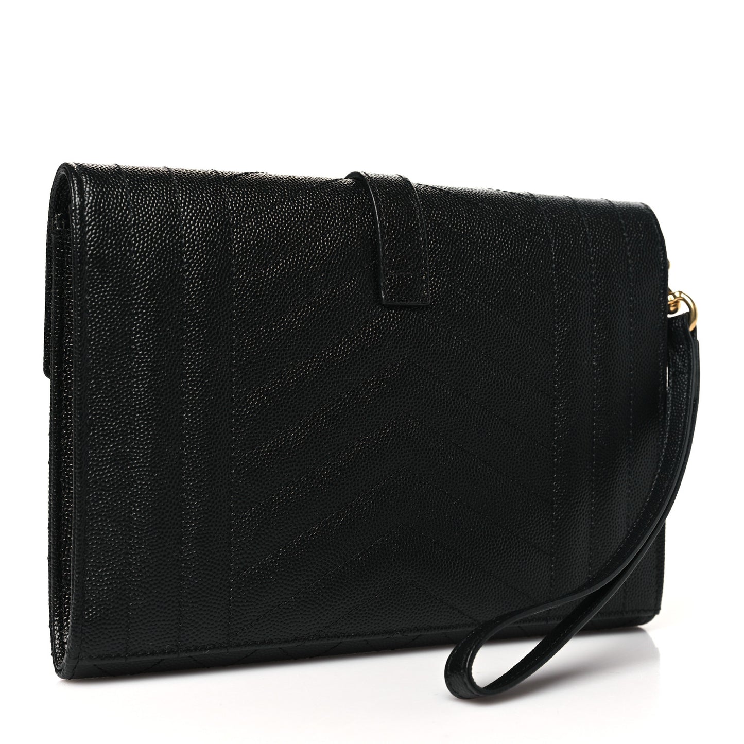 Grain De Poudre Textured Mixed Matelasse Triquilt Monogram Clutch Black