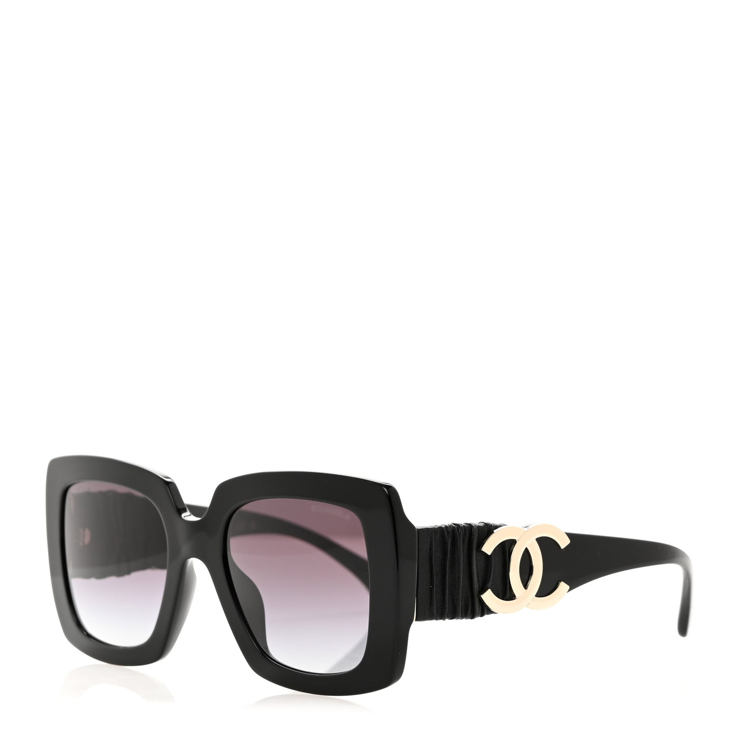 Acetate Calfskin Square Sunglasses 5474-Q-A Black