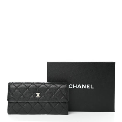 Chanel Caviar Quilted Large Gusset Flap Wallet Black 9 of 9