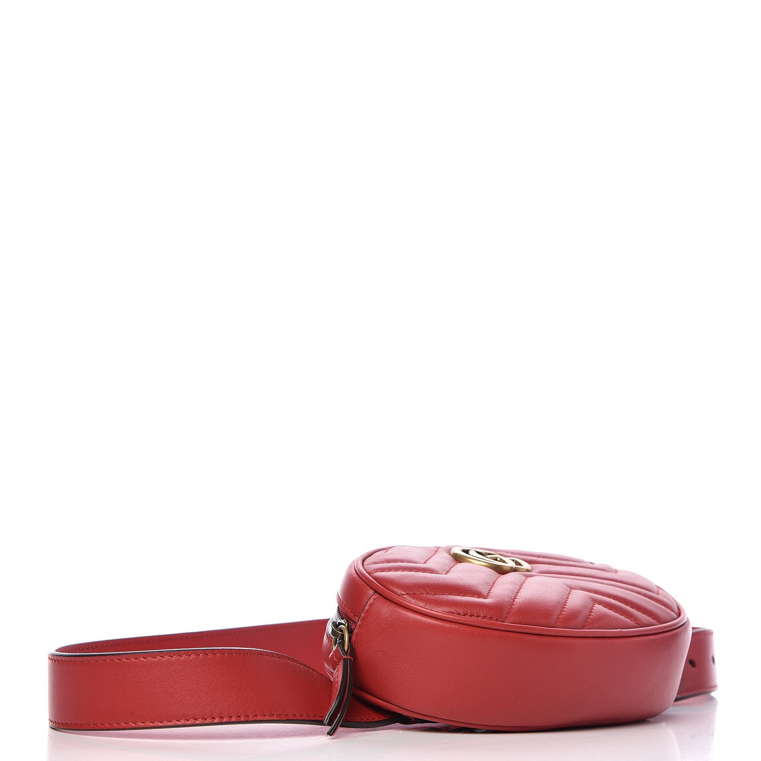 Gucci Calfskin Matelasse GG Marmont Belt Bag 85 34 Hibiscus Red 4 of 10
