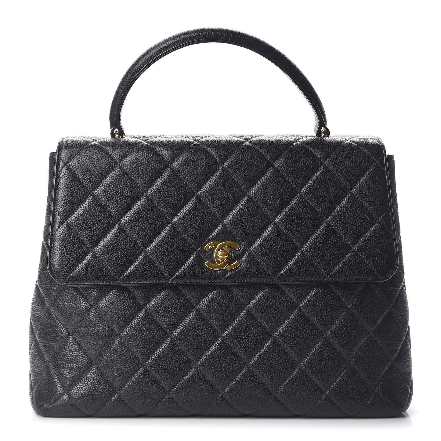 Caviar Quilted Jumbo Kelly Flap Black
