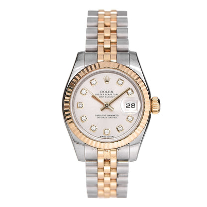 Rolex Stainless Steel 18K Yellow Gold Diamond 26mm Oyster Perpetual Datejust Watch Silver 179173 1 of 7
