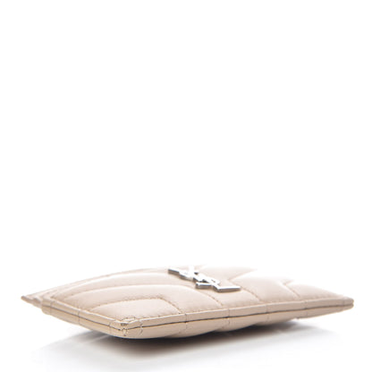 Saint Laurent Calfskin Y Quilted Monogram LouLou Credit Card Case Nude Powder 4 of 13