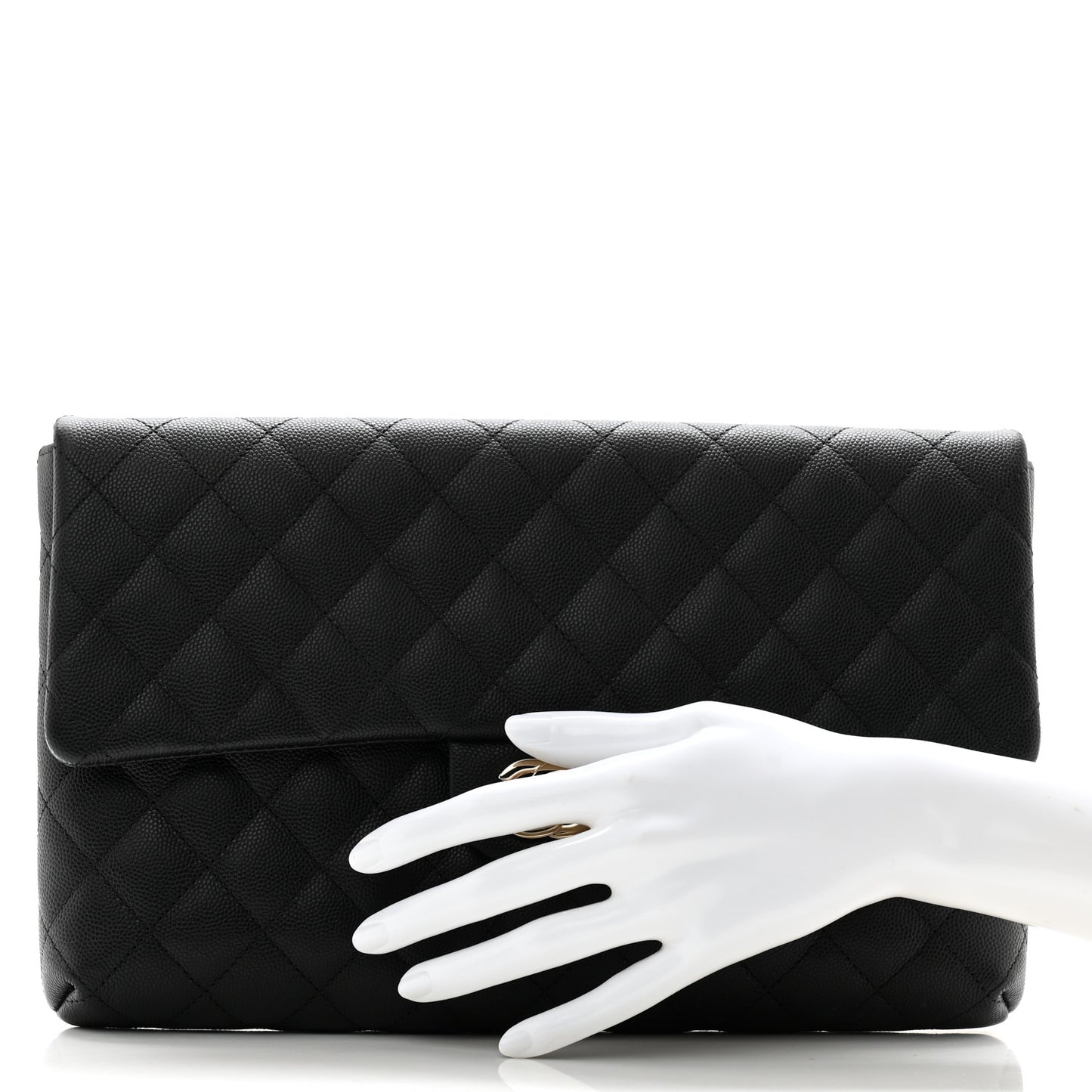 Caviar Quilted Flap Clutch Black