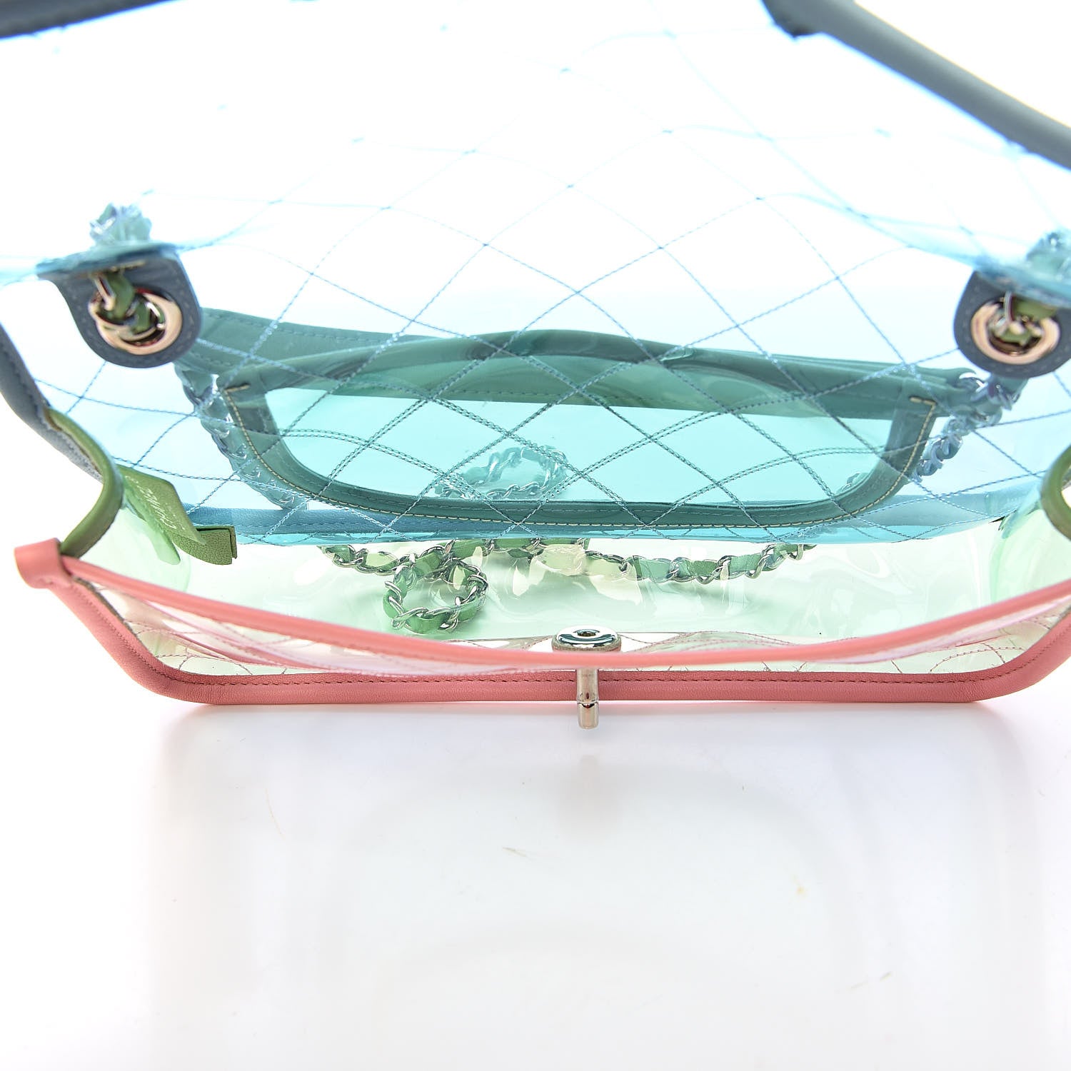 Chanel Lambskin PVC Quilted Medium Coco Splash Flap Blue Green 5 of 10