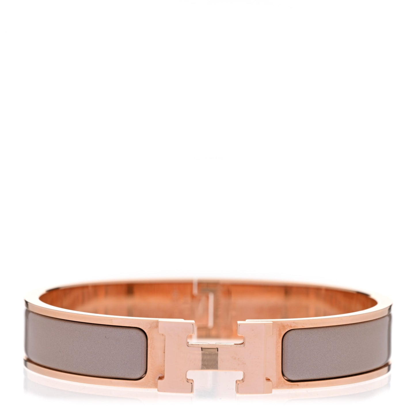 Enamel Narrow Clic Clac H Bracelet GM Marron Glace