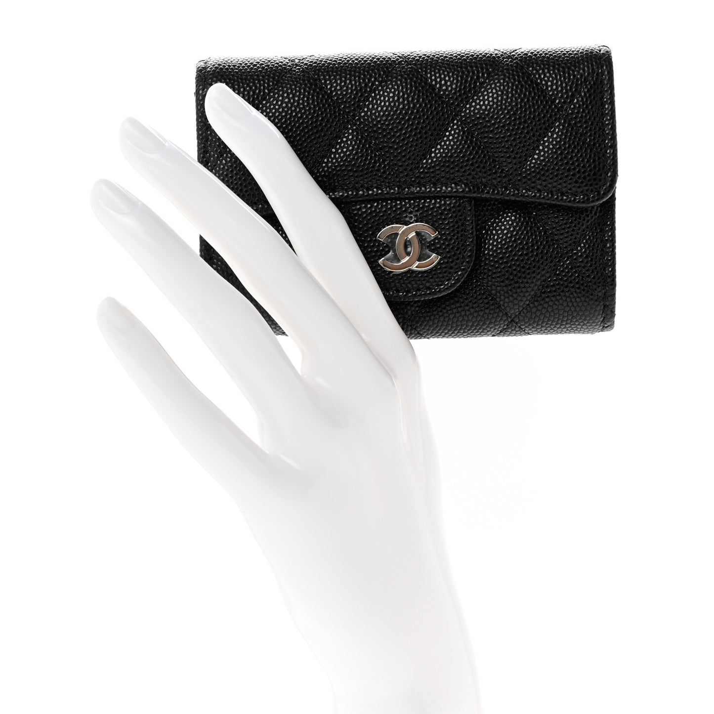 Caviar Quilted Classic 4 Key Holder Wallet Black