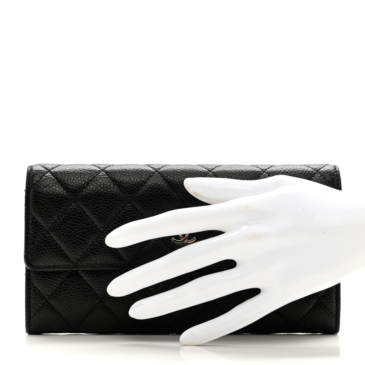 Chanel Caviar Quilted Large Gusset Flap Wallet Black 2 of 8
