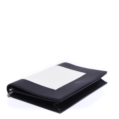 Celine Smooth Lambskin Frame Evening Chain Clutch Black White 4 of 11