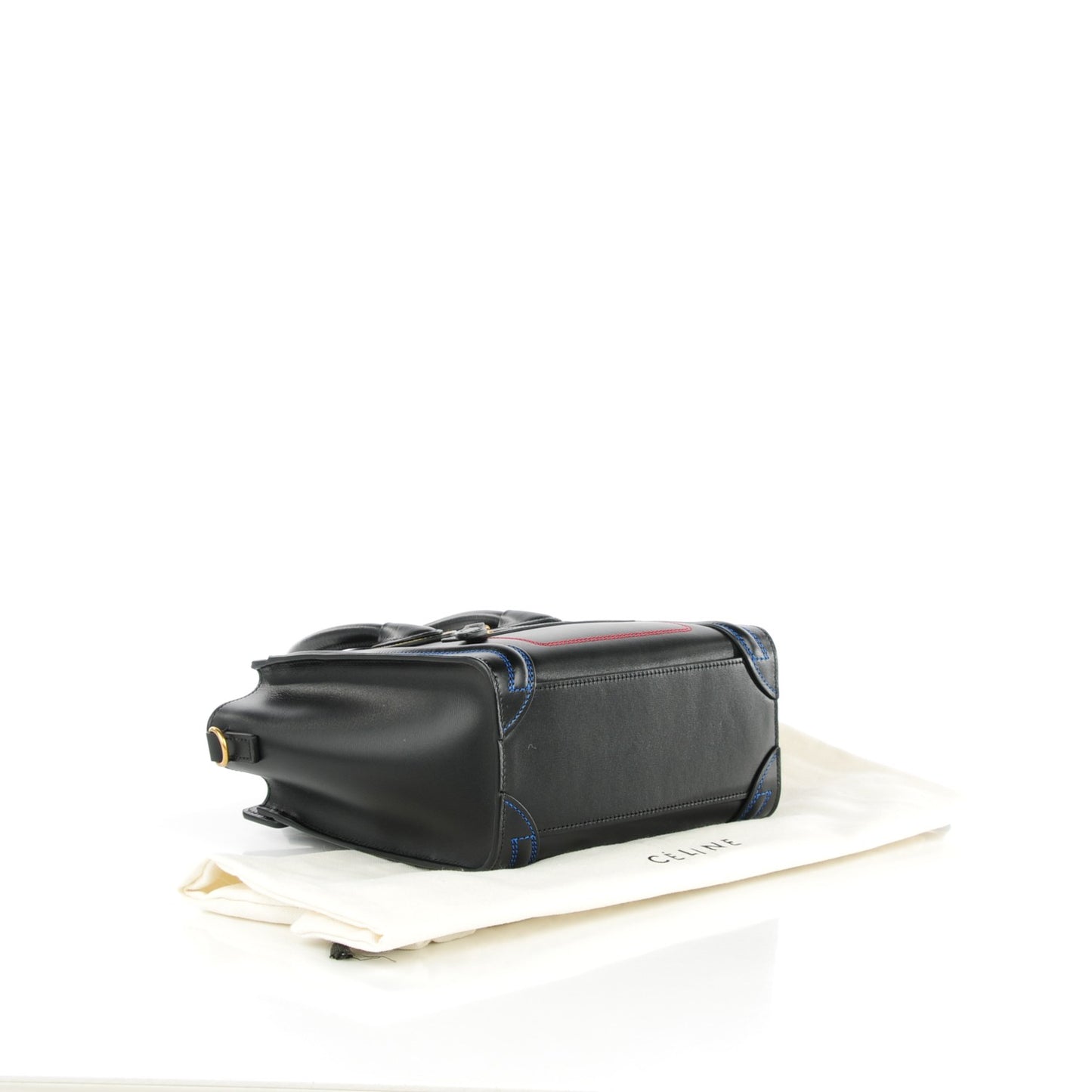 Smooth Calfskin Multicolor Double Stitching Nano Luggage Black