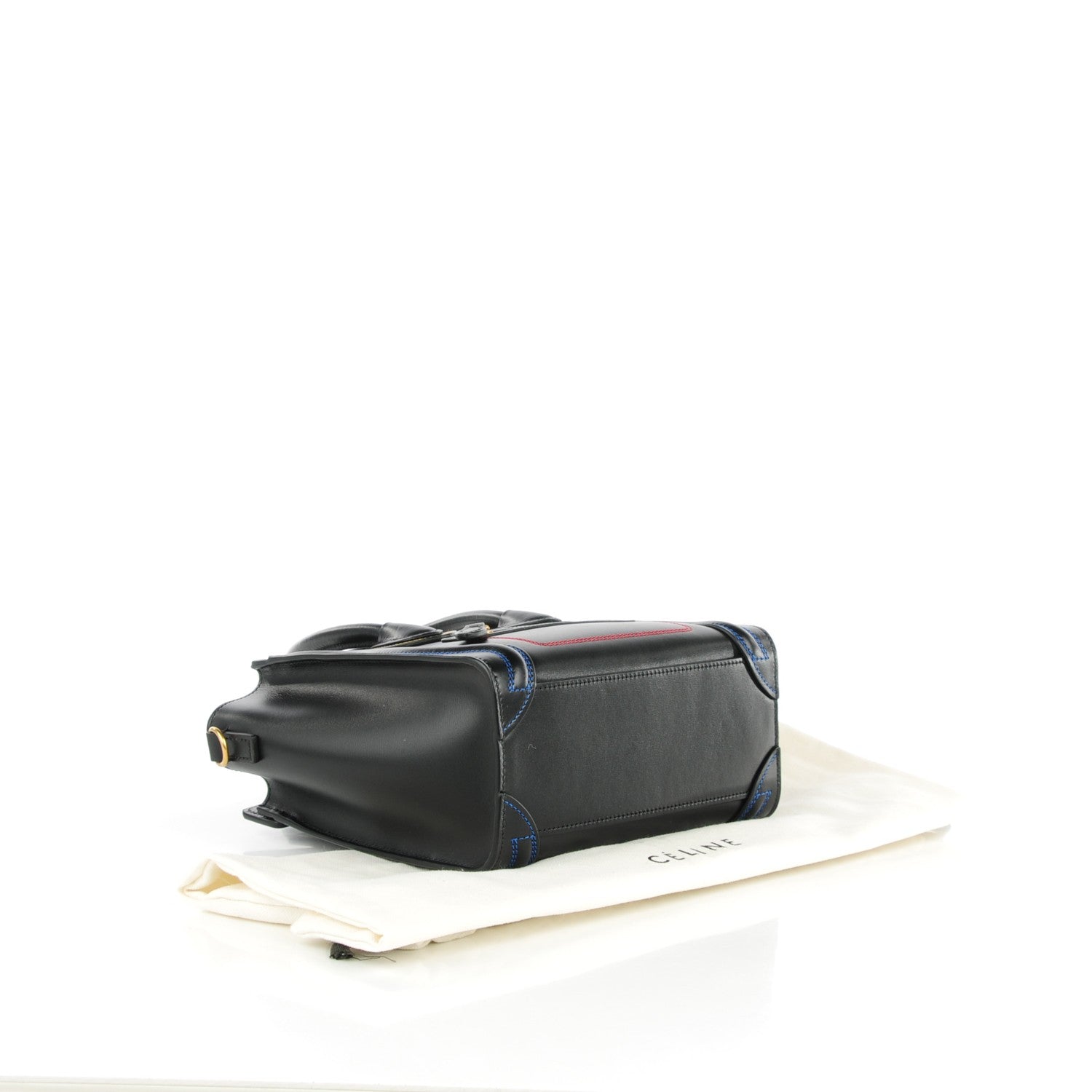 Celine Smooth Calfskin Multicolor Double Stitching Nano Luggage Black 4 of 7