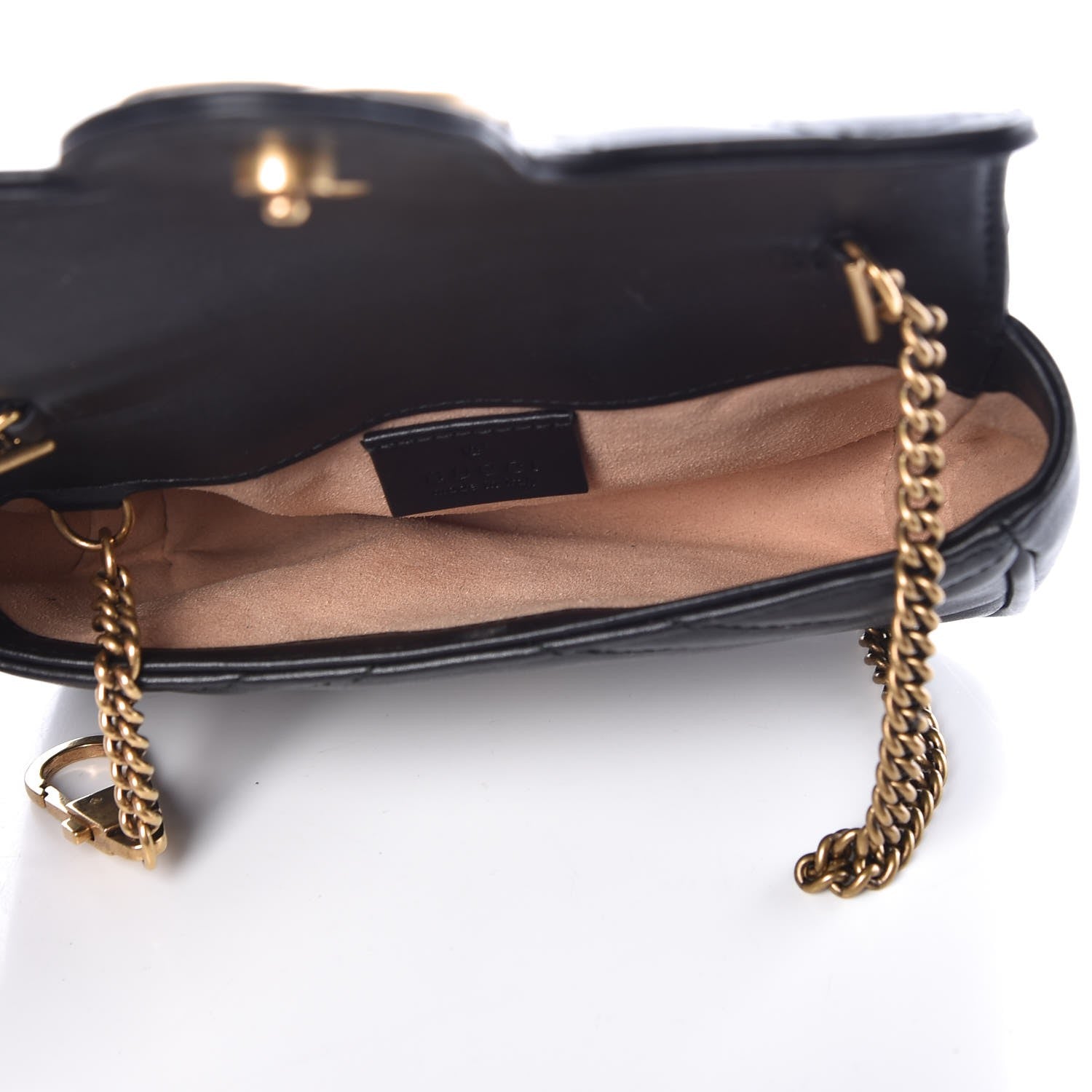 Gucci Calfskin Matelasse Super Mini GG Marmont Shoulder Bag Black 4 of 12