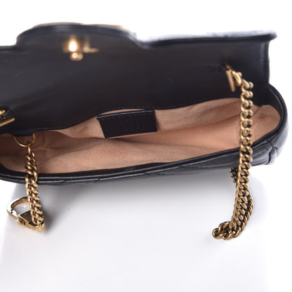 Gucci Calfskin Matelasse Super Mini GG Marmont Shoulder Bag Black 4 of 12