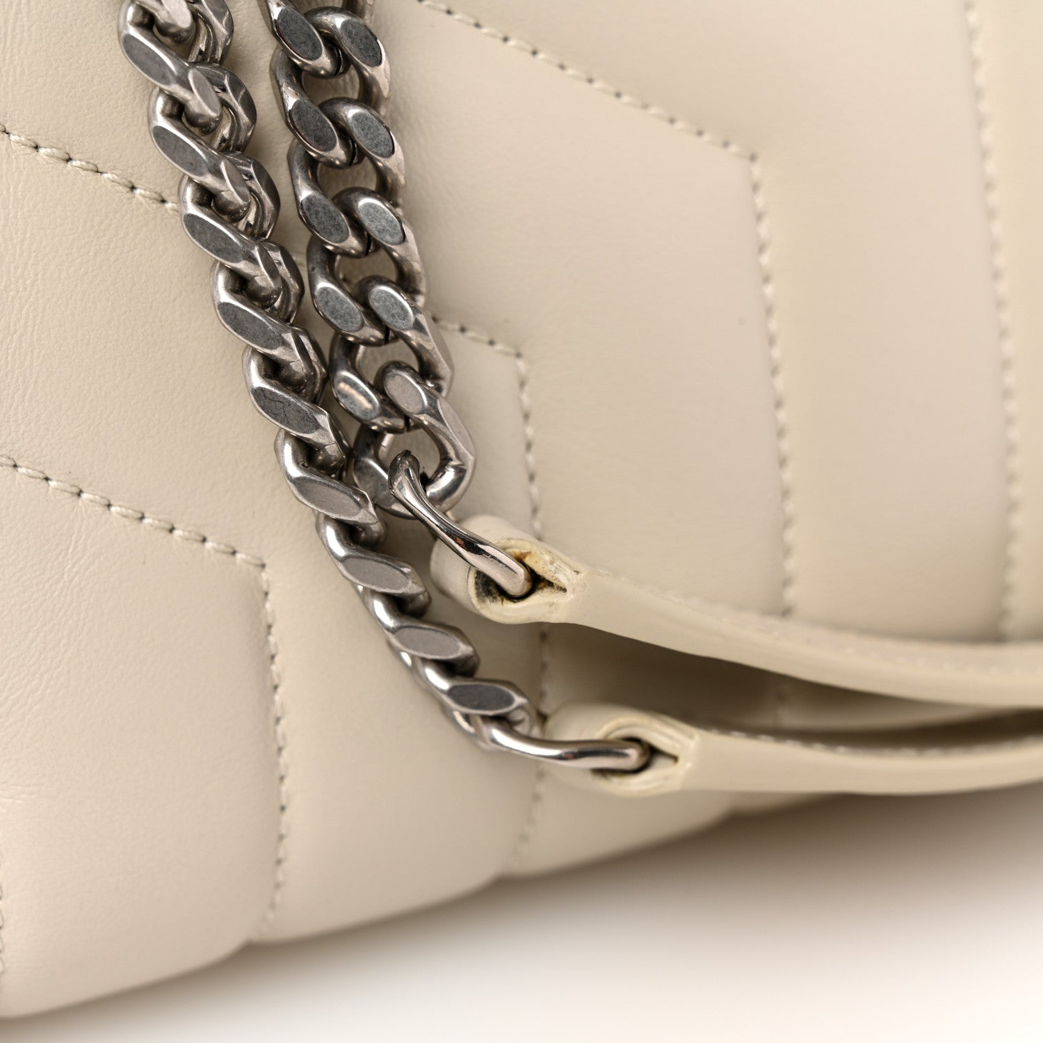 Saint Laurent Calfskin Y Quilted Monogram Medium Loulou Chain Satchel Ivory 12 of 12